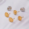 Spiral Shell Stud Earrings in Polished Gold and Silver Tone view 1