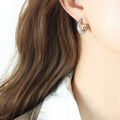 Irregular Threaded C-Shape Nut Hoop Earrings Gold Steel view 6