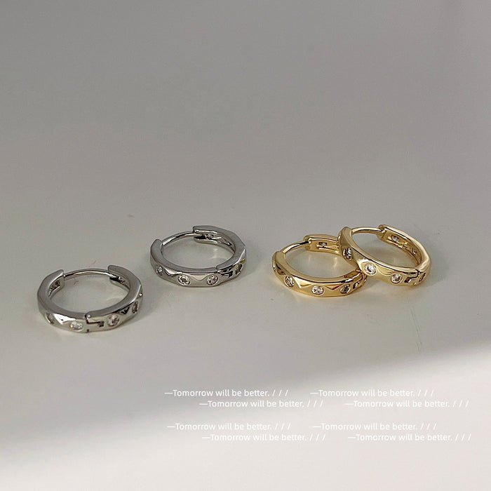Gold Tone Crystal Pave Mini Huggie Hoop Earrings Pair