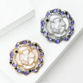 Shell Flower Crystal Brooch in Detailed Metal and Crystal Design view 3