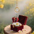 Couple On Red Rose Heart Printed Wood Keychain Split Ring view 4