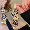 Leopard Disc and Gold Sequin Cascade Drop Earrings view 1