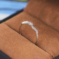Silver Tone Wavy Leaf Clear Stone Delicate Band Ring view 4