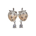 Ivory Strawberry Drop Earrings with Silver Floral Details view 5