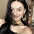 Woven Open Oval Statement Earrings In Two Tones Jewelry Design view 4