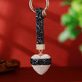 Leopard Band Crystal Heart Keychains with Straps and Plain Options view 10