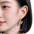 Gold Tone Iridescent Shell Butterfly Hook Earrings For Women view 2