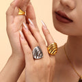 Multi Layer Openwork Dome Statement Ring Metal Band view 4