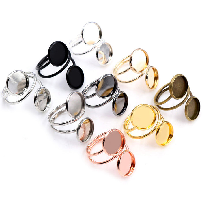 Double-Bezel Adjustable Ring Blanks in Mixed Metal Finishes