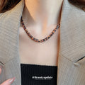 Gold Leopard Print Herringbone Snake Chain Necklace view 3