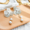 Gold and Silver Wire Flower Pearl Look Tassel Earrings view 4