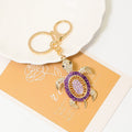 Rhinestone Sea Turtle Keychain Gold Metal Charm Three Colors view 7