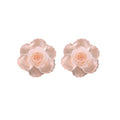 Pale Pink Layered Rose Flower Statement Stud Earrings view 5