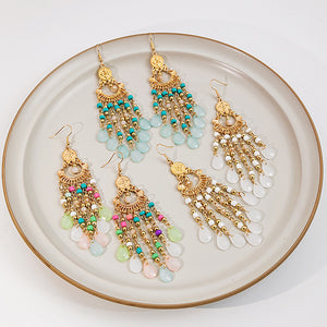 Gold-Tone Chandelier Earrings with Bead Drops, Sold as a Pair