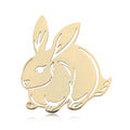 Flat Outline Rabbit Brooch in Polished Gold or Silver Tone view 1