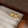 Brushed Matte Geometric Half Hoop Stud Earrings Silver Gold view 7