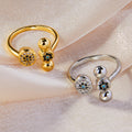Open Ring Balls And Pavé Discs Czech Diamond Gold Steel view 4