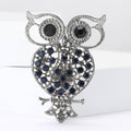 Antique Silver Openwork Owl Brooch Blue Multicolor Rhinestones view 2