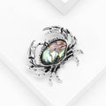 Abalone Shell Body Crab Brooch in Antique Silver Tone view 2