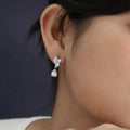 Mixed-Cut Clear Stone Floral Pear Drop Earrings Silver Tone view 3