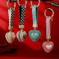 Lattice Center Crystal Heart Keychains with Straps and Plain Options view 10