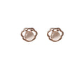 Rose Gold Tone Scalloped Frame Pink Pearlescent Stud Earrings view 5