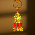 Illuminated Gourd Lantern Keychain With Red Beads and Coin Tassels view 2