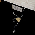 Gold and Silver Tone Mesh Heart Lariat Necklaces Statement Jewelry view 6