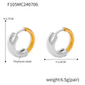 Chunky Two-Tone Huggie Hoop Earrings Gold Steel Metal Pair view 8