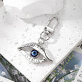 Large Gold and Silver Tone Blue Eye Clip Keychains view 3