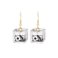 Clear Cube Novelty Long Hook Earrings in Two Styles view 5