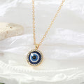 Gold Tone Crystal Halo Realistic Eyeball Pendant Necklaces view 4