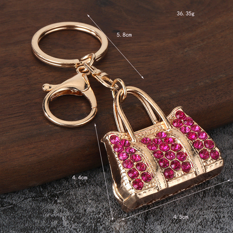 Rhinestone Handbag Alloy Keychain Purse Charm Gift for Women