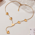 Heart Y Drop Necklaces in Polished Gold and Silver Tone view 4