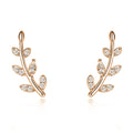 Leaf Branch Climber Clear CZ Stud Earrings Two Tones view 3