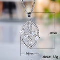 Openwork Leaf Pendant Necklace with White Stones and Chain view 5
