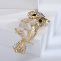 Owl Brooch with Cabochon Body in Three Metal Finishes view 3