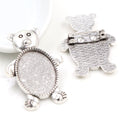 Bear Shaped Brooch Bezel Trays in Two Antique Finishes view 3