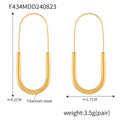 Paperclip U-Shape Hoop Earrings Gold And Steel Tone view 7