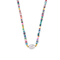 Multicolor Natural Stone Heishi Bead Imitation Pearl Necklace view 5