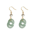 Gold Tone White Pearl And Pale Green Double Loop Hook Earrings view 5