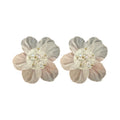White Translucent Hydrangea Look Flower Stud Earrings view 5