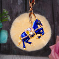 Crystal Horse Keychains with Faux Fur Pompoms and Plain Options view 3