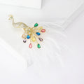 Rhinestone Peacock Feather Brooch Multicolor Crystal Tail view 5