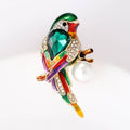 Colorful Bird Brooch with Crystal Body and Pearl Dangle view 4