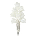 White Petal Branch Brooch With Gold or Silver Wrapped Stem view 2