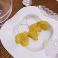 Six Color Translucent Fabric Petal Flower Hoop Earrings view 11