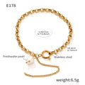 Gold Cable Chain Bracelet Freshwater Pearl Toggle Tassel view 6