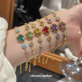 Gold Oval Crystal Stud Bracelet Necklace Set 16 Styles view 4