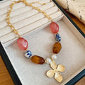 Multicolor Ceramic And Resin Bead Flower Necklace Statement Jewelry view 6